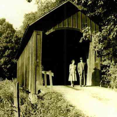 Posing by the Armstrong Covered Bridge