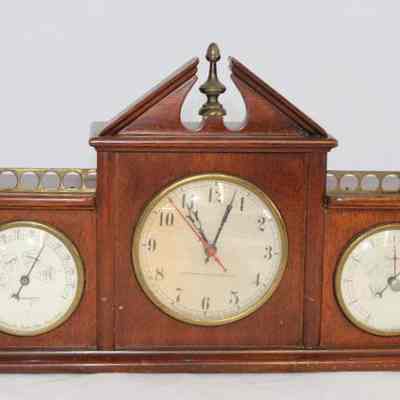 Mantel Clock with Barometer and Thermometer