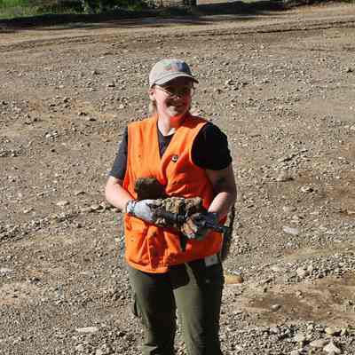 Ohio Geological Survey IMG_7647: Brittany Parrick at an outcrop in Champaign County June 2022.
Photo and archived by Molly E. Hunt