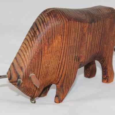 Carved Wooden Bull