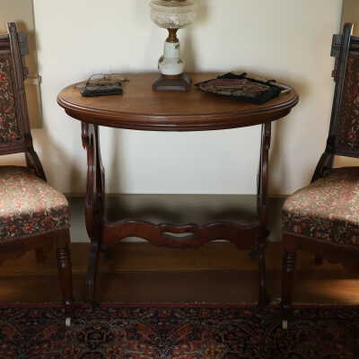 Tapestry needlepoint Wooden Chairs on Casters