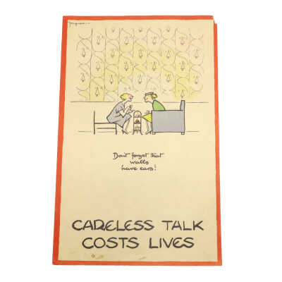 WWII "Careless Talk" Lithograph by Fougasse