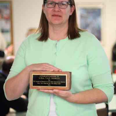 Ohio Geological Survey P103.0085: Lisa Van Doren, 30-year service award
Photo by Douglas Aden. Archived by Lisa Van Doren.