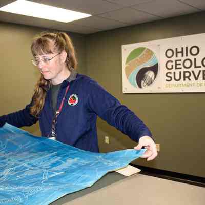 Ohio Geological Survey IMG_8621: Lisa Long preparing to put away maps from the Ohio Geological Survey’s extensive archive.
Photo and archived by Molly E. Hunt