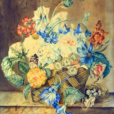 Flower Basket Painting, Cornelis Holsteyn