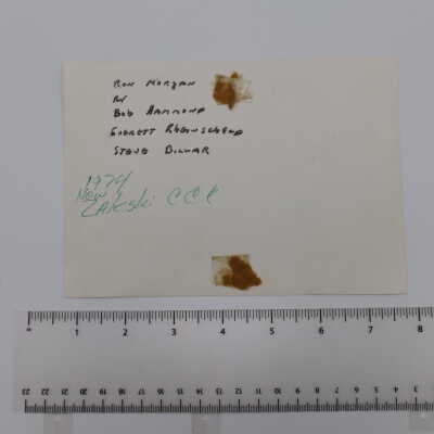 names on reverse, tape residue
