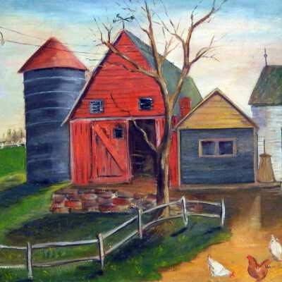 Barn Painting, Attributed to Hope Bromfield Stephens