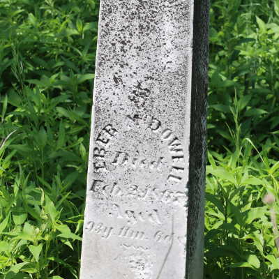 Nancy, Wife of Eber McDowell, Inscribed on the back of tombstone.