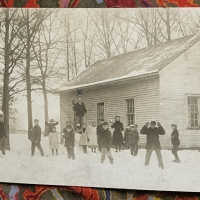 1910 Roach School Children Playing, Postcard Photo