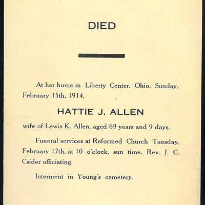 Death Notice Hattie J. Allen