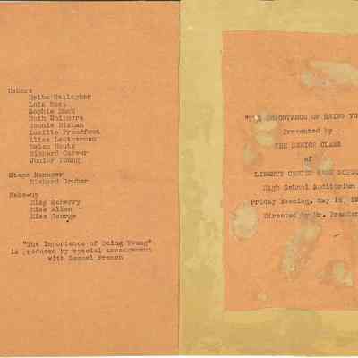 Program of The Performance of "Being Young" by Liberty Center High School Senior Class, May 10, 1941
