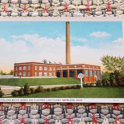 40's Napoleon Water Works & Electric Plant on Riverview Avenue, Napoleon, Ohio Post Card