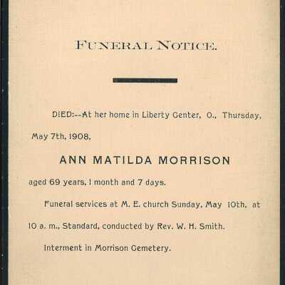 Death Notice of Ann Matilda Morrison