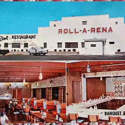 70's Postcard: Roll-a-Rena, Rink's Restaurant