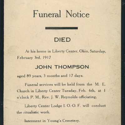 Death Notice of John Thompson