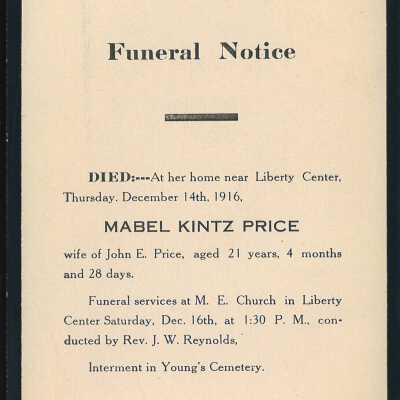 Death Notice of Mabel Kintz Price