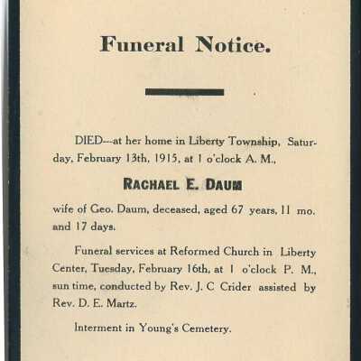 Death Notice of Rachael E. Daum