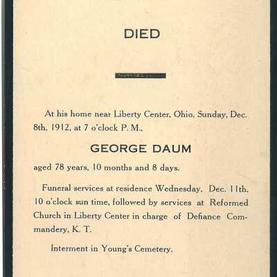 Death Notice of George Daum