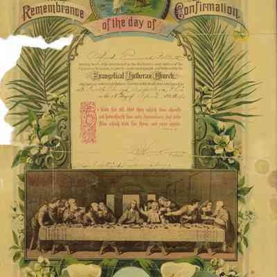 Alfred Russell Follett's Confirmation Certificate from St.Paul's Church, Napoleon, Ohio, April 18, 1919