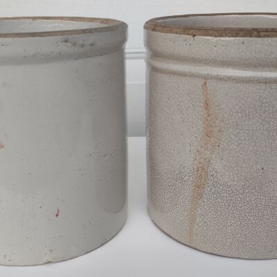 (2) White 1 Gallon Crocks