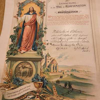 1904 Orthwein Confirmation Certificate, Immanuel Lutheran Church