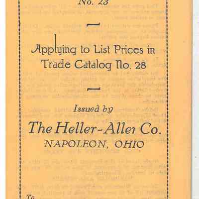 Heller Aller Discount Sheet No 23.