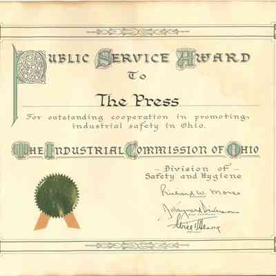 The Liberty Press Public Service Award from The Industrial Commission of Ohio, Division of Safety and Hygiene