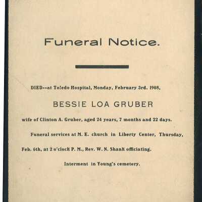Death Notice of Bessie Loa Gruber