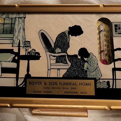 1941 Boyer & Sons Funeral Home, Reverse Painting w/Calendar