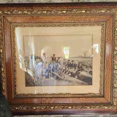 Boys along Creek, Group Photo, Antique Stacked Victorian Frame