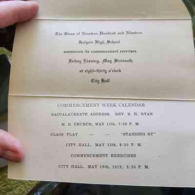1919 Holgate School Commencement Program