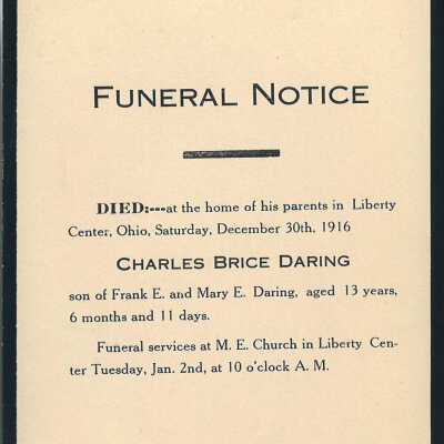 Death Notice of Charles Brice Daring