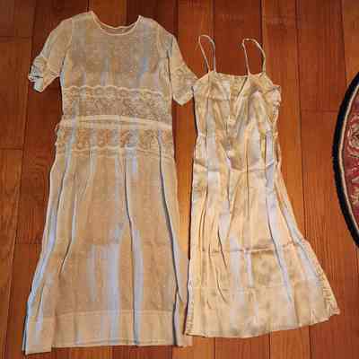 1900's Cotton & Lace Dress, Satin Under-Dress, Perfect
