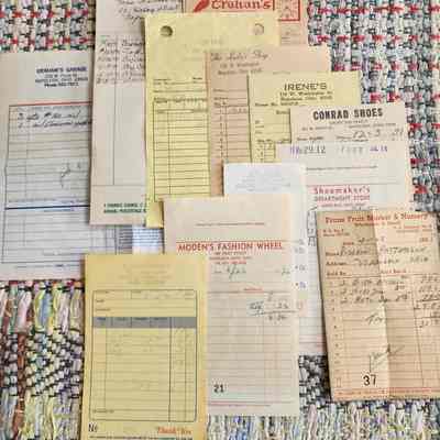 Receipts from the 50's to 70's, Downtown Napoleon, Ohio Small Businesses