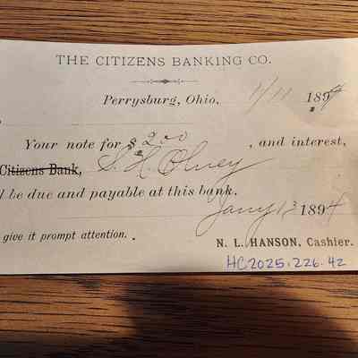 Citizens Bank of Perrysburg Bill, 1894