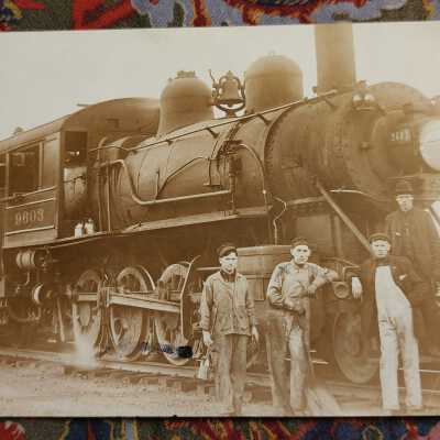 Postcard Greeting from Frank Musser to Family, Train