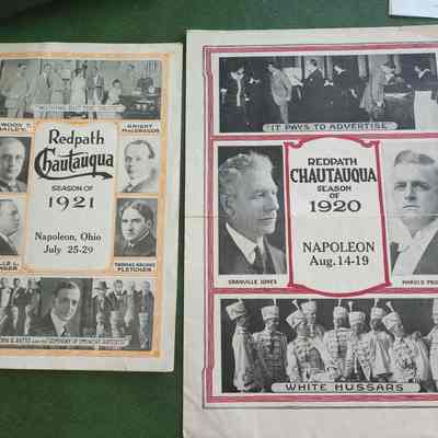 (2) Redpath Chautauqua 1920 & 1921 Season, Programs