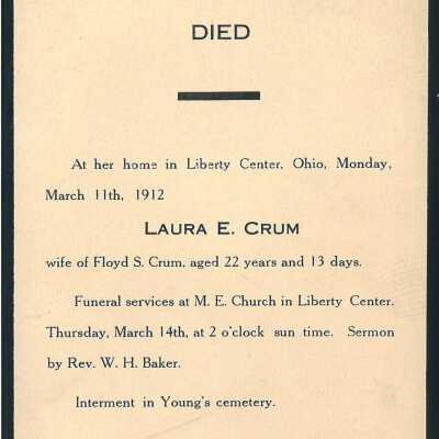 Death Notice of Laura E.Crum