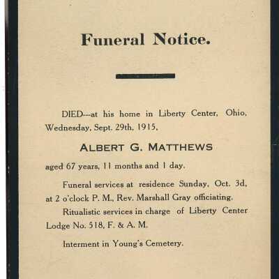 Death Notice of Albert G. Matthews