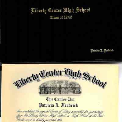 Patricia Fedrick's 1942 Liberty Center High School Diploma