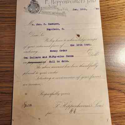 F. Heppenbeiner's Sons Receipt