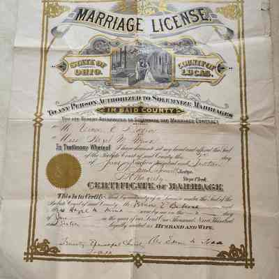 Vernon Bobcock, Hazel Mink Marriage Certificate, 1916