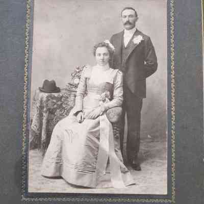 1890 Oswald Schwab & Josephine Klear Wedding Cabinet Card Photo