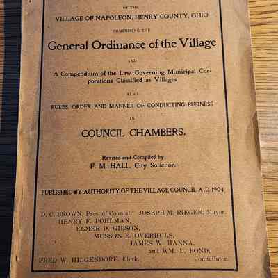 1904 Napoleon, Ohio Municipal Code Book