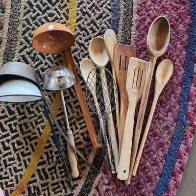 Assorted Kitchen Utensils, Wood Utensils
