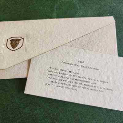 1916 NHS Commencement Invite, Calendar of Events for the Week