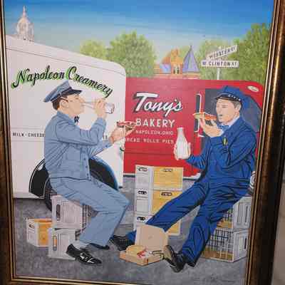 Art Shumaker Oil Painting, Napoleon Creamery/Tony's Bakery, 2010