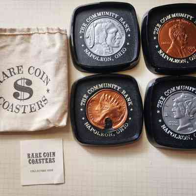 Rare Coin Plastic Advertising Coasters, Community Bank, Napoleon