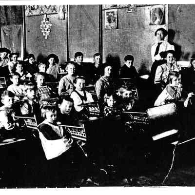 Pupils in the Classroom at the Reed One-Room School Located at Roads V & 8