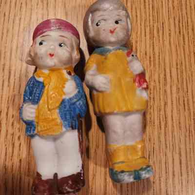 Pair Bisque japan Dolls, Painted